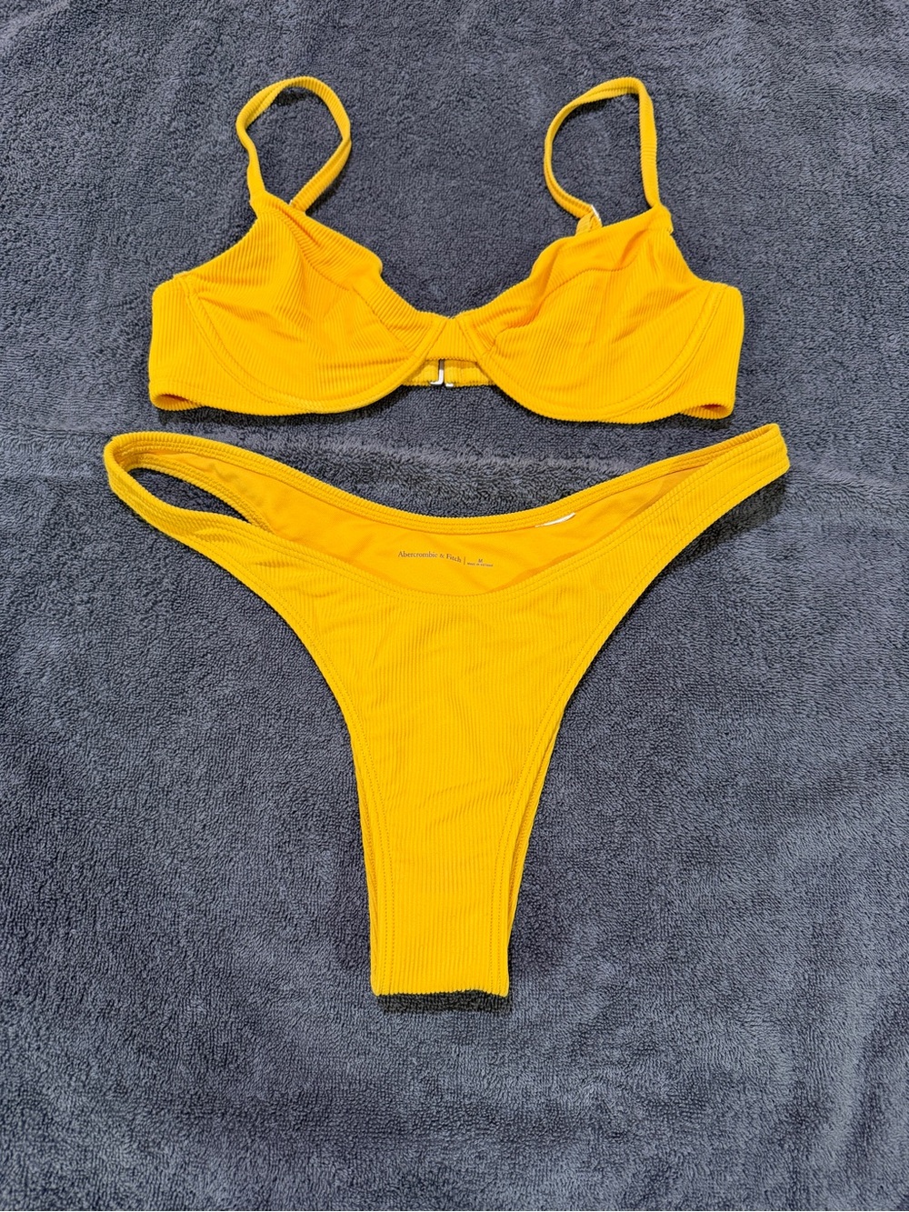 Abercrombie & Fitch Yellow Ribbed Underwire Bikini Set